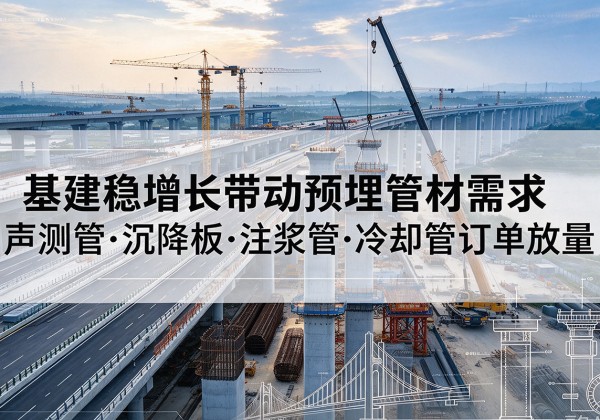 清涧基建稳增长带动预埋监测管材需求，声测管、沉降板、注浆管订单持续放量